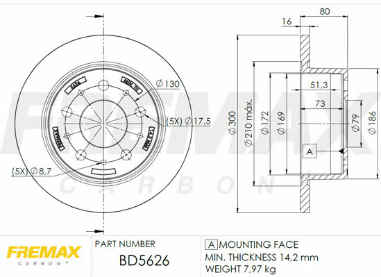 Fremax BD-5626 Rear brake disc, non-ventilated BD5626