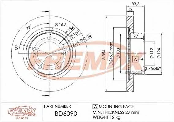 Fremax BD-6090 Front brake disc ventilated BD6090