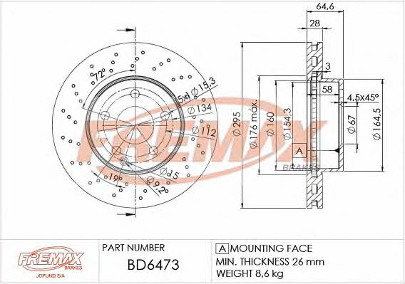 Fremax BD-6473 Front brake disc ventilated BD6473