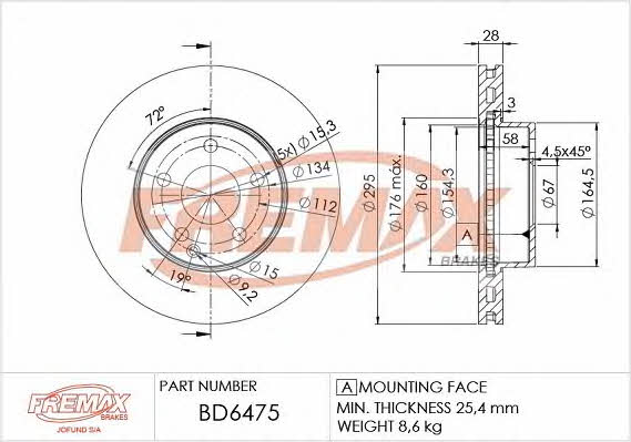 Fremax BD-6475 Front brake disc ventilated BD6475
