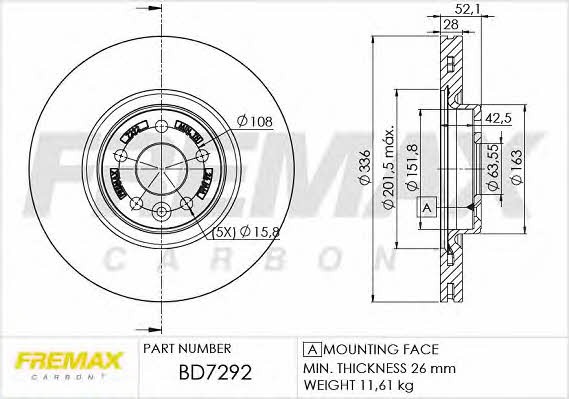 Fremax BD-7292 Front brake disc ventilated BD7292