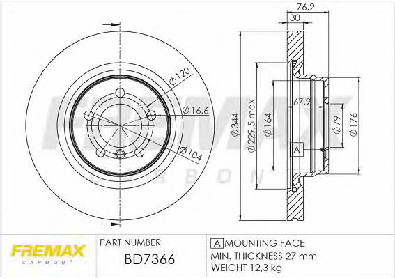 Fremax BD-7366 Front brake disc ventilated BD7366