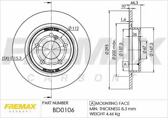 Fremax BD-0106 Rear brake disc, non-ventilated BD0106