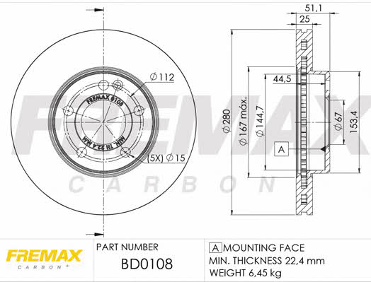 Fremax BD-0108 Front brake disc ventilated BD0108