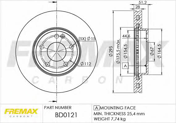 Fremax BD-0121 Front brake disc ventilated BD0121
