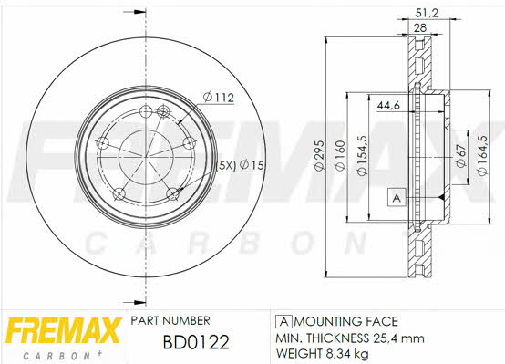 Fremax BD-0122 Front brake disc ventilated BD0122
