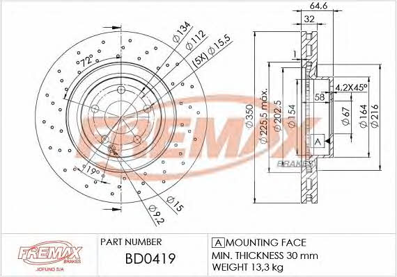 Fremax BD-0419 Front brake disc ventilated BD0419