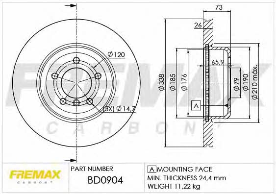Fremax BD-0904 Front brake disc ventilated BD0904