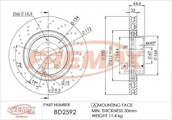 Fremax BD-2592 Front brake disc ventilated BD2592