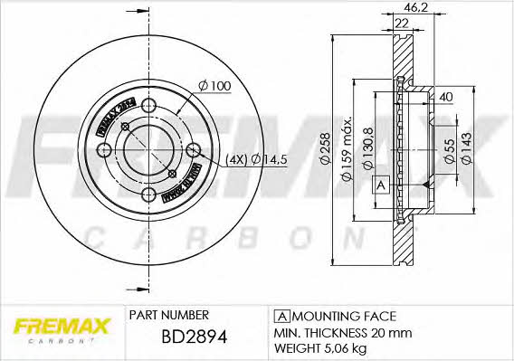 Fremax BD-2894 Front brake disc ventilated BD2894