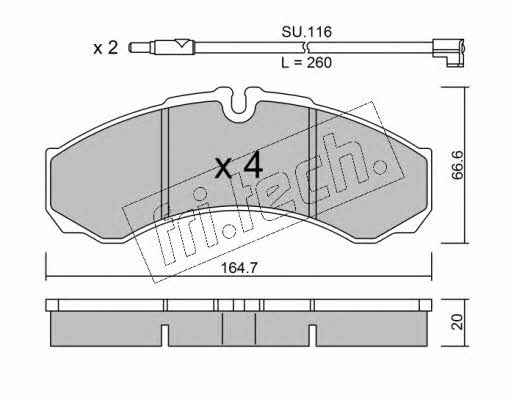 Fri.tech 221.7W Brake Pad Set, disc brake 2217W