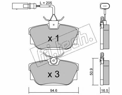 Fri.tech 355.1 Brake Pad Set, disc brake 3551