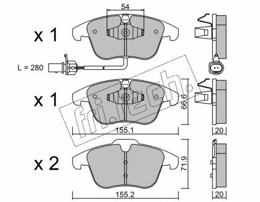 Fri.tech 691.2 Brake Pad Set, disc brake 6912