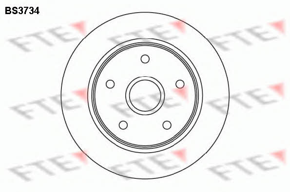 FTE BS3734 Rear brake disc, non-ventilated BS3734