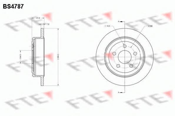 FTE BS4787 Rear brake disc, non-ventilated BS4787