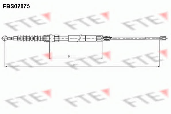 FTE FBS02075 Parking brake cable left FBS02075