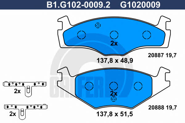 Galfer B1.G102-0009.2 Brake Pad Set, disc brake B1G10200092