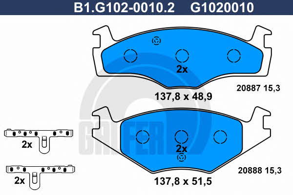 Galfer B1.G102-0010.2 Brake Pad Set, disc brake B1G10200102