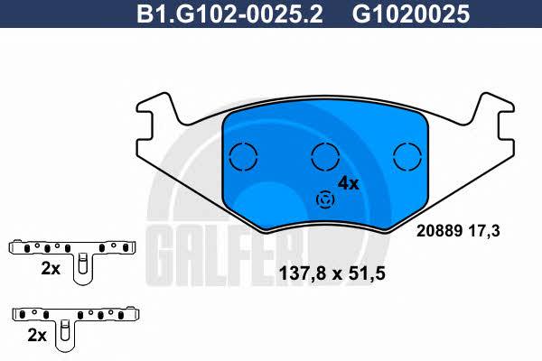 Galfer B1.G102-0025.2 Brake Pad Set, disc brake B1G10200252