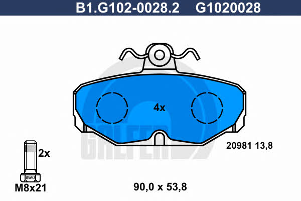 Galfer B1.G102-0028.2 Brake Pad Set, disc brake B1G10200282