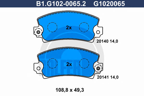 Galfer B1.G102-0065.2 Brake Pad Set, disc brake B1G10200652