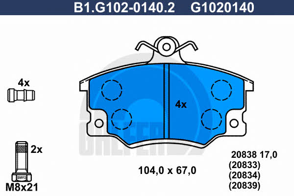 Galfer B1.G102-0140.2 Brake Pad Set, disc brake B1G10201402
