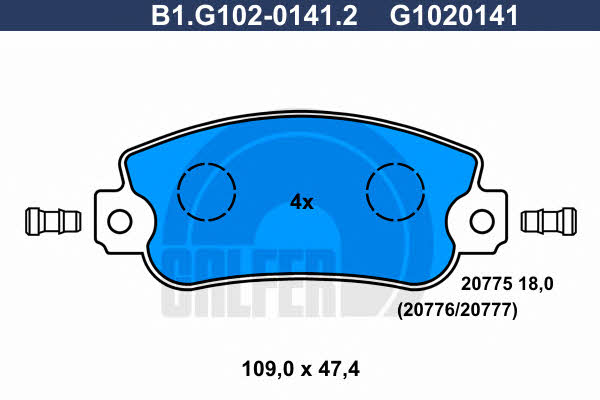 Galfer B1.G102-0141.2 Brake Pad Set, disc brake B1G10201412