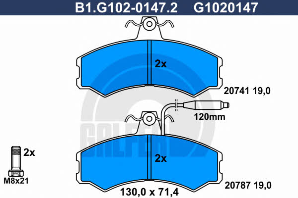 Galfer B1.G102-0147.2 Brake Pad Set, disc brake B1G10201472