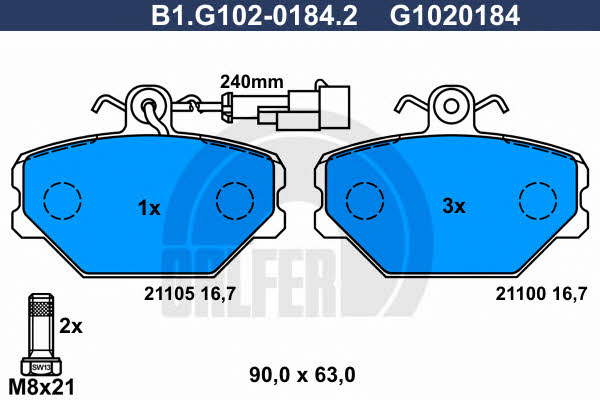Galfer B1.G102-0184.2 Brake Pad Set, disc brake B1G10201842