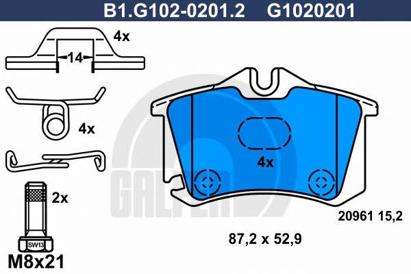 Galfer B1.G102-0201.2 Brake Pad Set, disc brake B1G10202012