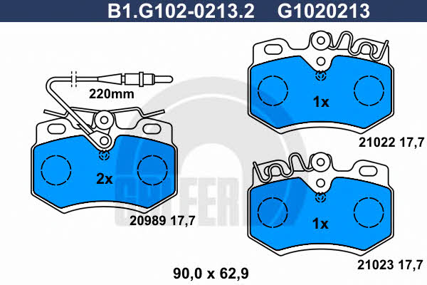 Galfer B1.G102-0213.2 Brake Pad Set, disc brake B1G10202132