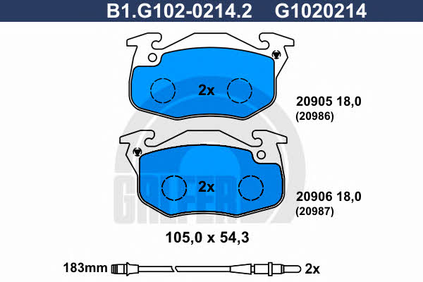 Galfer B1.G102-0214.2 Brake Pad Set, disc brake B1G10202142