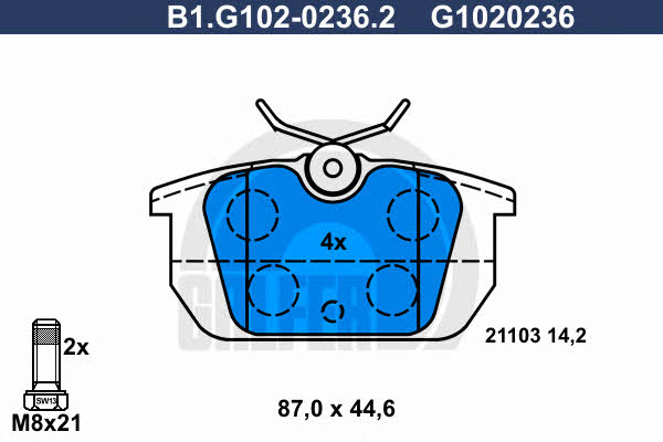 Galfer B1.G102-0236.2 Brake Pad Set, disc brake B1G10202362