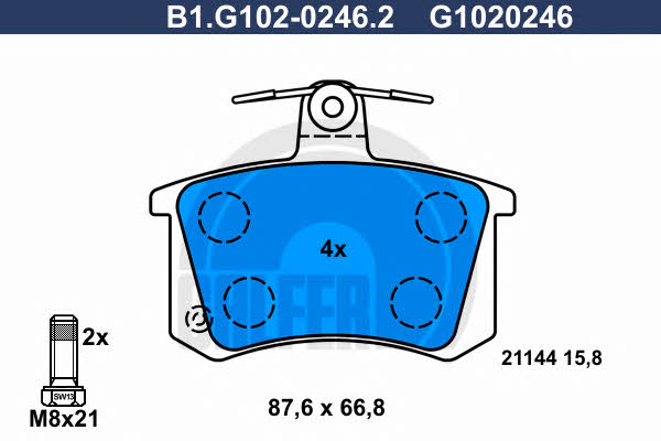 Galfer B1.G102-0246.2 Brake Pad Set, disc brake B1G10202462