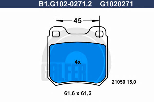 Galfer B1.G102-0271.2 Brake Pad Set, disc brake B1G10202712