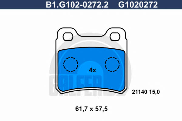 Galfer B1.G102-0272.2 Brake Pad Set, disc brake B1G10202722