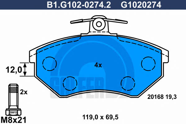 Galfer B1.G102-0274.2 Brake Pad Set, disc brake B1G10202742