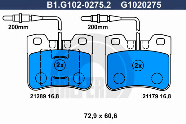 Galfer B1.G102-0275.2 Brake Pad Set, disc brake B1G10202752