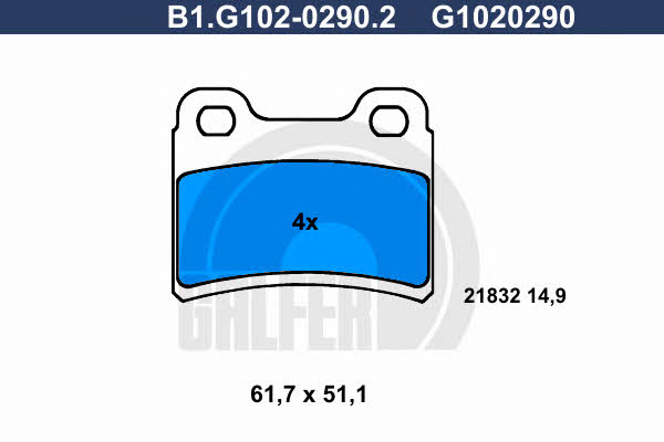 Galfer B1.G102-0290.2 Brake Pad Set, disc brake B1G10202902