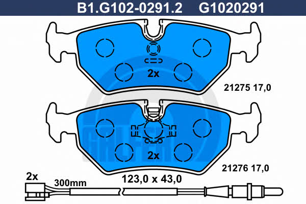 Galfer B1.G102-0291.2 Brake Pad Set, disc brake B1G10202912