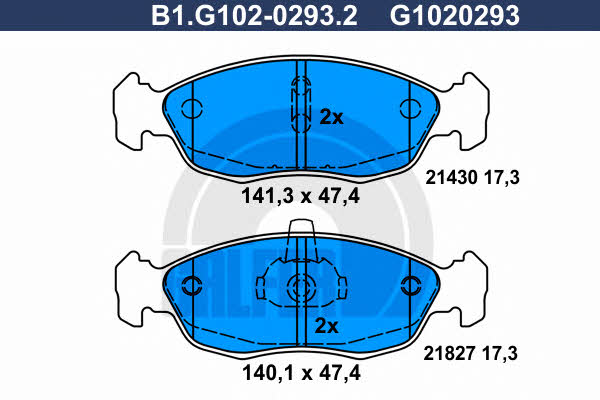 Galfer B1.G102-0293.2 Brake Pad Set, disc brake B1G10202932