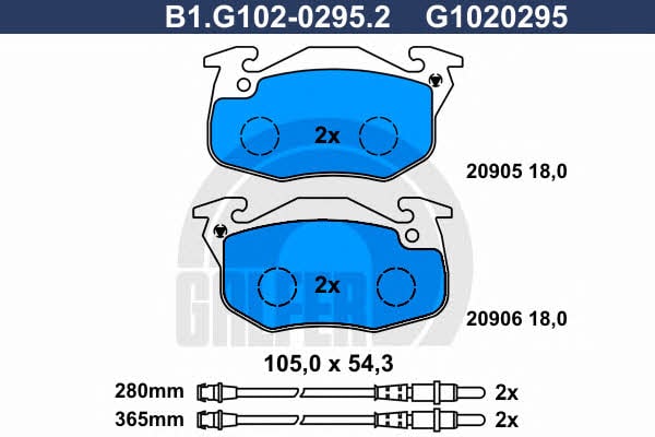 Galfer B1.G102-0295.2 Brake Pad Set, disc brake B1G10202952