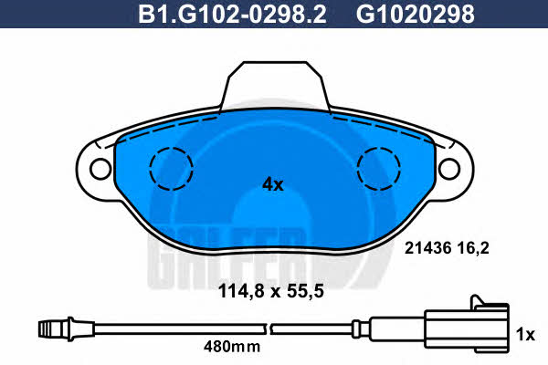 Galfer B1.G102-0298.2 Brake Pad Set, disc brake B1G10202982