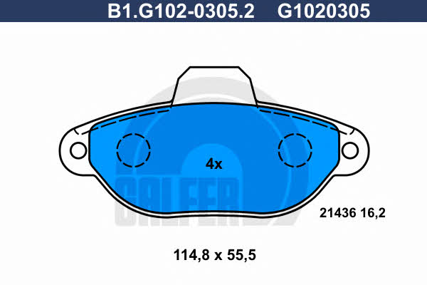 Galfer B1.G102-0305.2 Brake Pad Set, disc brake B1G10203052