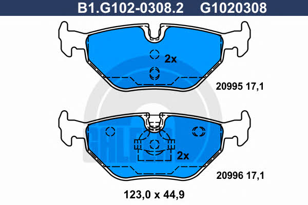 Galfer B1.G102-0308.2 Brake Pad Set, disc brake B1G10203082