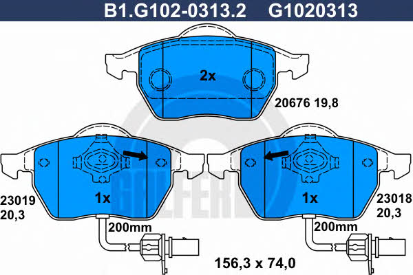 Galfer B1.G102-0313.2 Brake Pad Set, disc brake B1G10203132