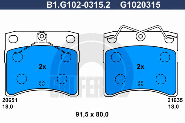 Galfer B1.G102-0315.2 Brake Pad Set, disc brake B1G10203152