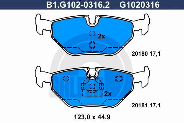 Galfer B1.G102-0316.2 Brake Pad Set, disc brake B1G10203162