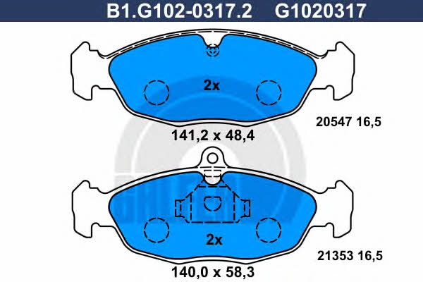 Galfer B1.G102-0317.2 Brake Pad Set, disc brake B1G10203172