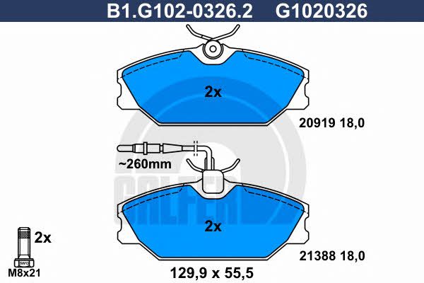Galfer B1.G102-0326.2 Brake Pad Set, disc brake B1G10203262